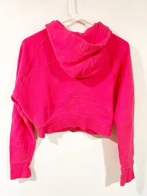 Lululemon Lip Gloss Pink Scuba Full Zip Cropped Hoodie Sweatshirt Size 10 thumbnail 4