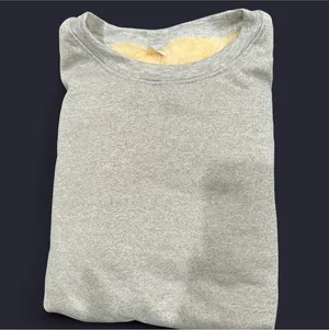 Men gray crew neck thermal sweatshirt with faux fur inside size medium thumbnail 6