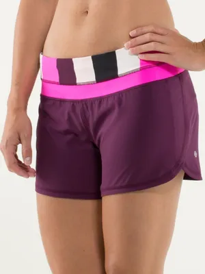 Lululemon Groovy Run Short Plum / Raspberry Glo Light / Pow Stripe. SZ 10 thumbnail 1