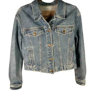 Liz Claiborne Authentics Denim‎ Jacket Womens Small Blue 100% Cotton Vintage Y2K thumbnail 1
