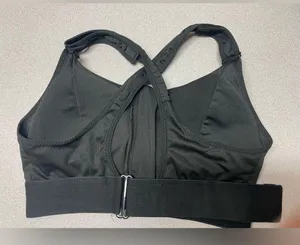 Sports Bras Women's Short Tank Top Zipper Front XL Adjustable Straps black gym thumbnail 8