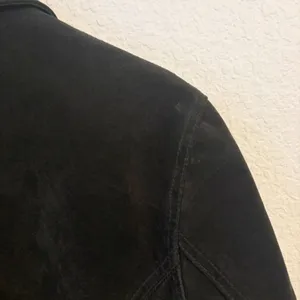 Vintage Chicos Suede Leather Jacket Large 2 Chore Pockets 90s Grunge Indie Black thumbnail 8