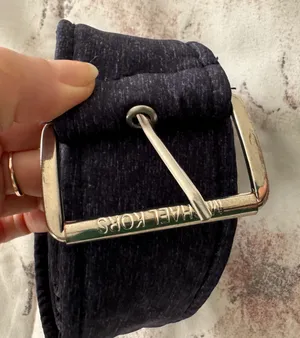 Navy Blue Canvas Fabric Belt with Silver Buckle, size 64” thumbnail 6