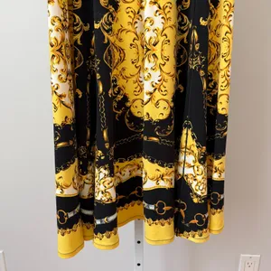 Eva Varro MobWife Baroque Medusa Chain Print Flowy Maxi Skirt XS Black Yellow thumbnail 3