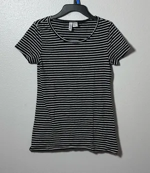 Divided‎ by H&M Women stripe Black t-shirt size small thumbnail 1