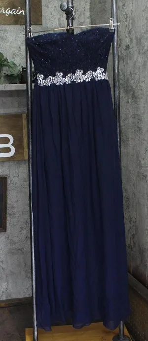 Speechless Juniors Embellished Glitter-Lace Gown Navy Blue 3 thumbnail 1