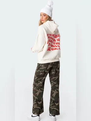 Edikted Everything's Ok Hoodie- Cream+Red thumbnail 3