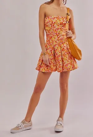 Free People Floral Strapless Dress thumbnail 1