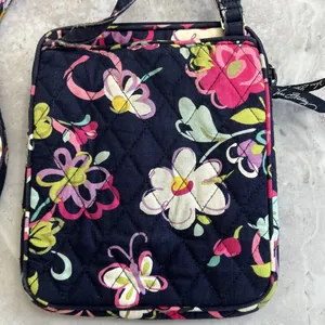 Vera Bradley‎ Mini Hipster Crossbody RIBBONS Winter 2012 Navy Blue Floral Pink thumbnail 3