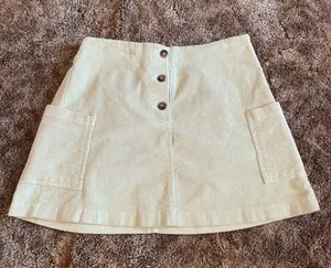 Don't Ask Why Brandy Melville Light Green Corduroy Button Front Mini Skirt OS thumbnail 1
