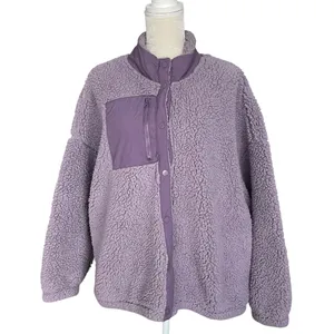 PacSun Cozy Hiker Oversized Purple Sherpa Jacket Women’s Size M Teddy Boyfriend thumbnail 4