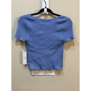 The Prairie‎ By Racheal Ashwell Babydoll Tee Textured Blue Boho Size Large thumbnail 3