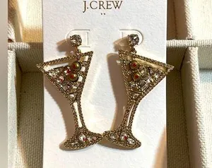J. Crew Gold Martini Glass Earrings thumbnail 1