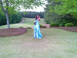 Amazon Blue White Dress Floral Long thumbnail 3