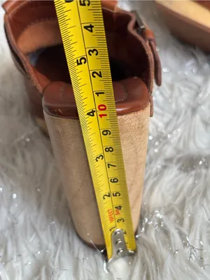 Madewell Brown Women’s Leather Fringe Mule Clogs Wooden Block Heels Size 7.5 thumbnail 11