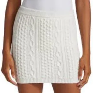 Gianni Bini Olga Cableknit Mini Skirt Size Large, Ivory, Nwt thumbnail 1