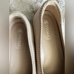 VIVAIA Beige Knit Pointed Toe Flats Sustainable Comfort Shoes EU 38.5 thumbnail 4