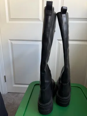 H&M Black Faux Leather Tall Boots thumbnail 7