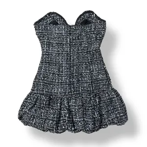 Do + Be Tweed Indie Strapless Deep V-Neck Ruffle Mini Dress Size Small Cocktail‎ thumbnail 4
