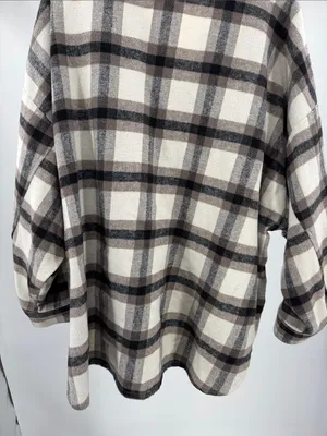 Arizona Jeans Cream black plaid button front shacket shirt jacket XXL thumbnail 5
