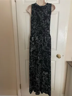 Soma Sleeveless Black Floral Maxi Loungewear Nightgown Size Small thumbnail 3