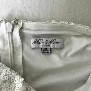 Bella & Bloom Sequin Satin Shoulder Tie Romper White Size M thumbnail 6