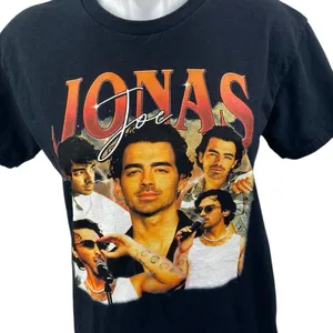 Gildan Joe Jonas Brothers Women's Black Graphic Short Sleeve Band T Shirt Tee Top Sz S thumbnail 3