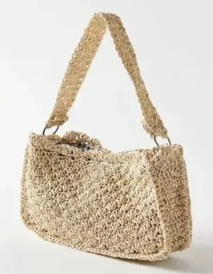 NWOT Urban Outfitters 100% Paper Penny Crochet Bohemian Baguette Bag thumbnail 1