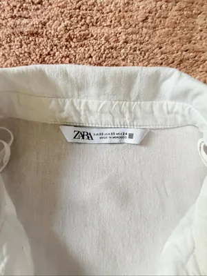 Zara Linen Blend Oversized Button Front Shirt White Size XS thumbnail 2