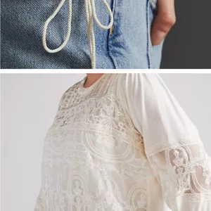 Anthropologie Tiny Elegant Cream Lace Women's Blouse thumbnail 2