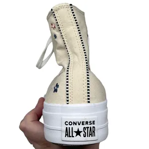 Converse Chuck Taylor Platform Beige Tan Embroidered Floral Flower Womens 11 thumbnail 17