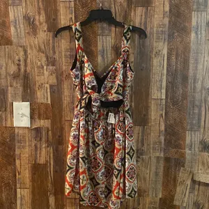 Peach Royal NWT Tank Dress Womens Size M Fit & Flare Patterned Tie Back Cut Out thumbnail 3