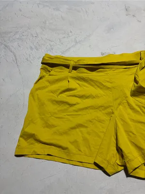 Loft NWT Tie-Waist Shorts Yellow XL cotton MSRP $50 thumbnail 2