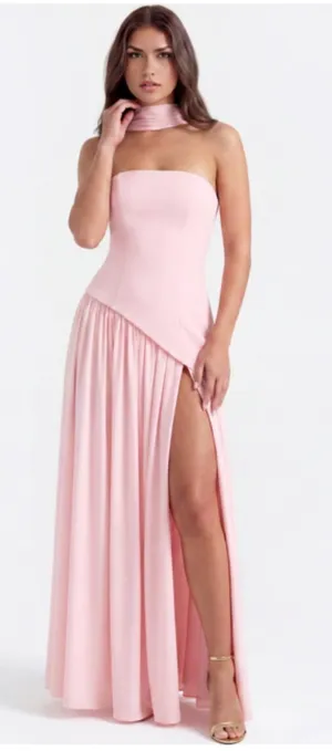 Almond Muse Strapless Corset Dress with Scarf thumbnail 1