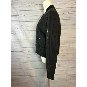 Rails Ace Studded Bomber Jacket Black Size M Star Detail, Zip Front, Flaws thumbnail 3
