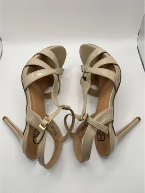 Daisy Fuentes GOLD STILETTO OPEN TOE STRAPS HIGH HEELS thumbnail 4