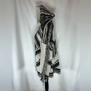 Free People Full Zip Hooded Fringe Aztec Southwestern Cardigan Sweater Large thumbnail 4