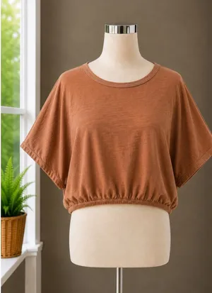 Aeropostale Air Softspun Cropped Tie Back Tee Brown XXL Boho Hippie Top thumbnail 1