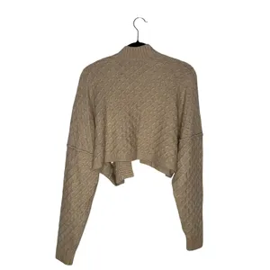 Free People Cable Knit Cardigan‎ Womens Medium Tan Excellent Cropped Open Front thumbnail 5