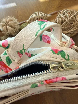Betsey Johnson Floral Mini Backpack White Pink Roses Bow Purse thumbnail 5