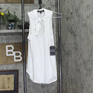 NWT Almost Famous Juniors Sleeveless Tie-Neck Tank Blouse Top White M thumbnail 2