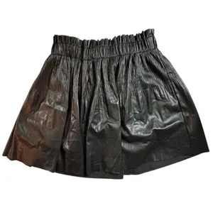 7 For All Mankind Women's‎ Black Faux Leather Mini Skirt Size M pleated Lined thumbnail 4