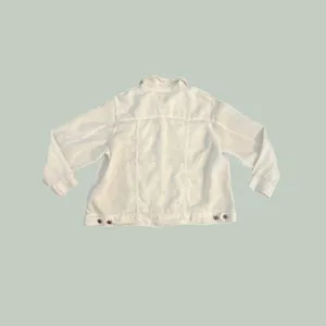 Jones & Co Jones New York White 100% Linen Trucker Jacket Womens 1X Plus Size thumbnail 2