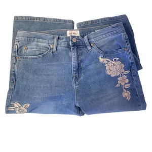 Nicole Miller Soho Bootcut Jeans Womens 8 Blue Excellent Floral Embroidered High thumbnail 9