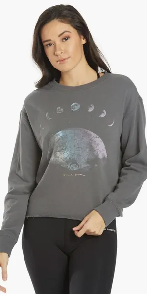 Spiritual Gangster Moon Dream‎ Mazzy Pullover Sweatshirt Gray Celestial Medium thumbnail 1
