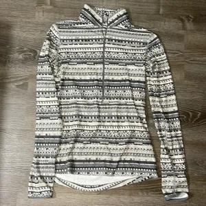 Nike Pro Women’s Hyperwarm Half-zip Training Top‎ Sz Medium Grey Black thumbnail 2