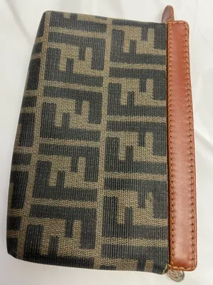 Fendi Zippered Small Wallet/Pouch, Zucca Pattern and Leather Trim thumbnail 13