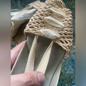 Diana Broussard snakeskin wedge woven ankle tie peep toe wedges, size 6.5M thumbnail 10