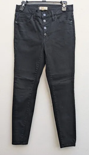 MADEWELL Jeans Womens 29 Mid Rise Skinny 9” Black Dark Wash EUC thumbnail 1
