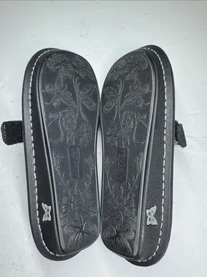 Alegria Feliz Black leather Mary Jane Flats adjustable Strap sparkle comfort 38 thumbnail 8